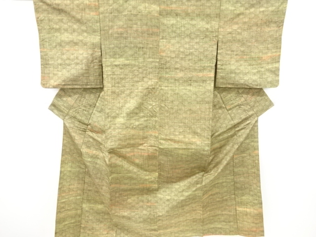 JAPANESE KIMONO / ANTIQUE HITOE KIMONO / SILK / HAND WOVEN TSUMUGI / ABSTRACT STRIPE